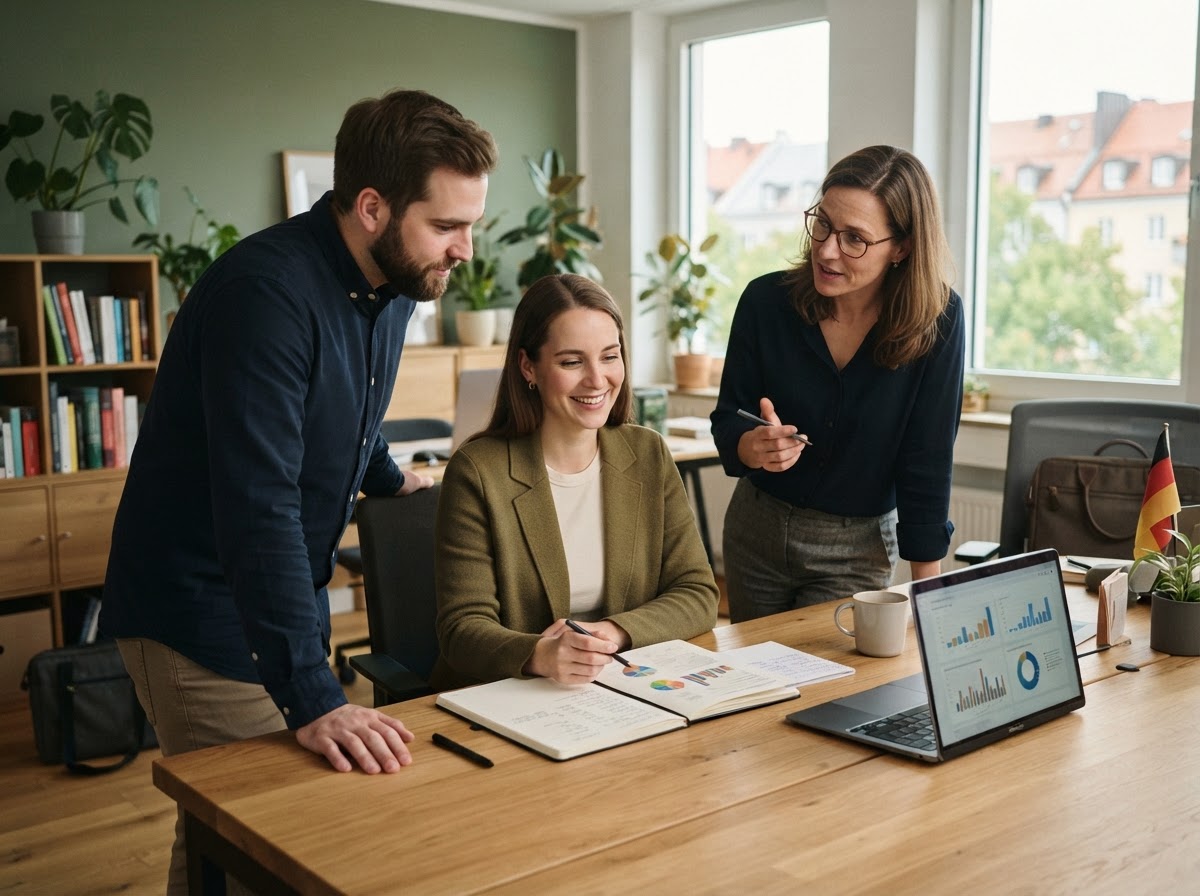 Farnexia Team bei der Arbeit an Datenanalyse-Modellen